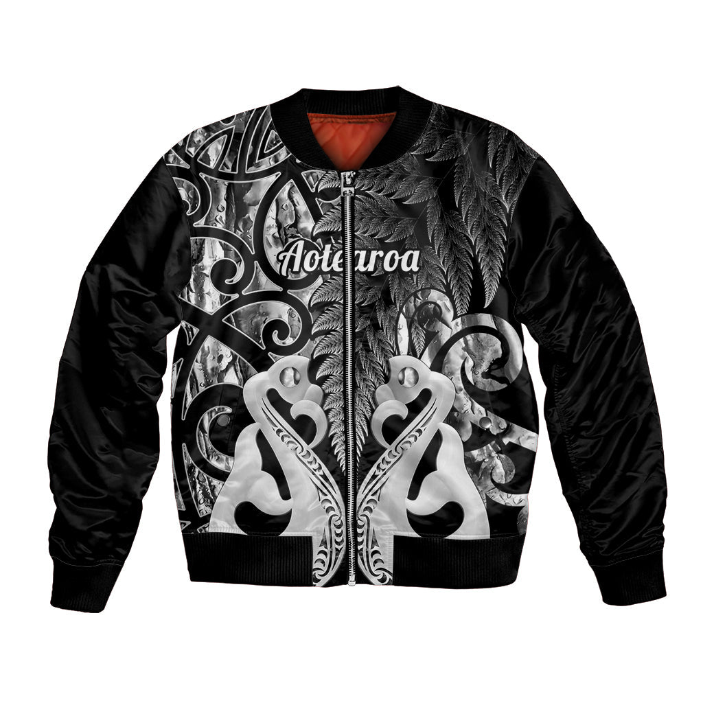 Personalised New Zealand Bomber Jacket Te Manaia Mangopare Maori And Fern Black Style