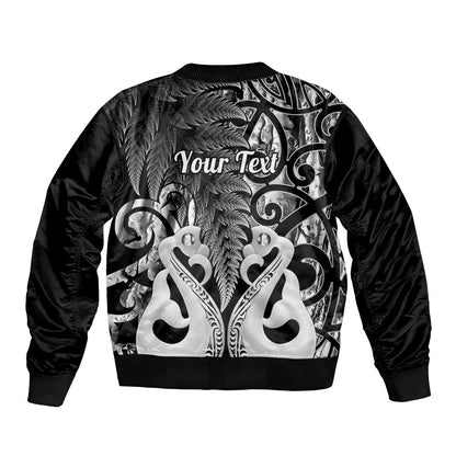 Personalised New Zealand Bomber Jacket Te Manaia Mangopare Maori And Fern Black Style