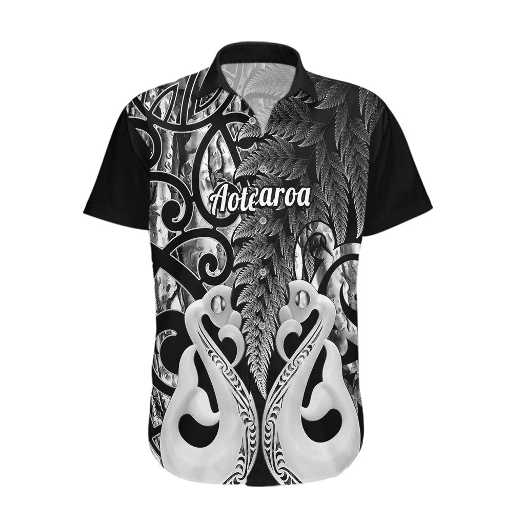 Personalised New Zealand Hawaiian Shirt Te Manaia Mangopare Maori And Fern Black Style