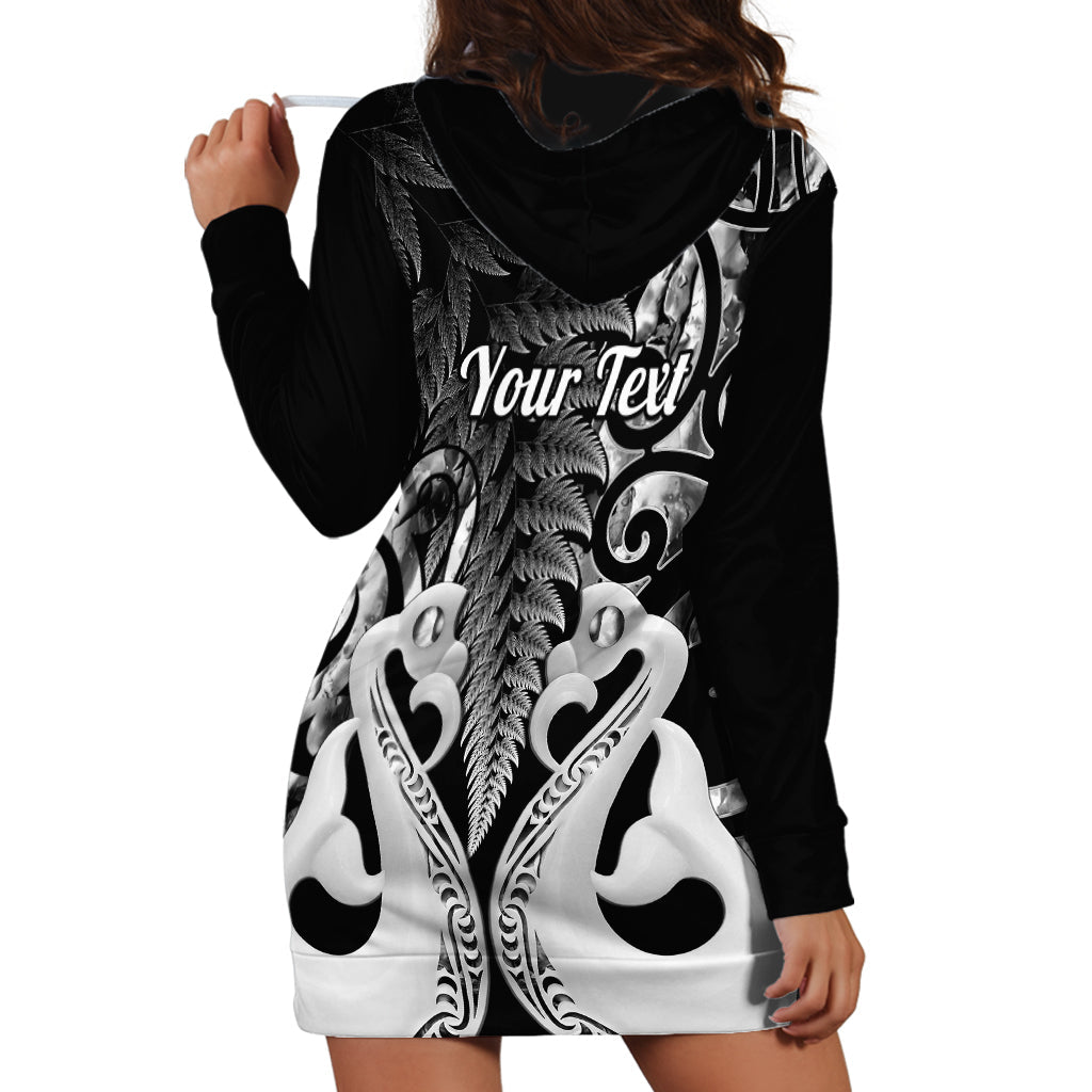 Personalised New Zealand Hoodie Dress Te Manaia Mangopare Maori And Fern Black Style