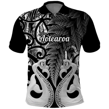 Personalised New Zealand Polo Shirt Te Manaia Mangopare Maori And Fern Black Style