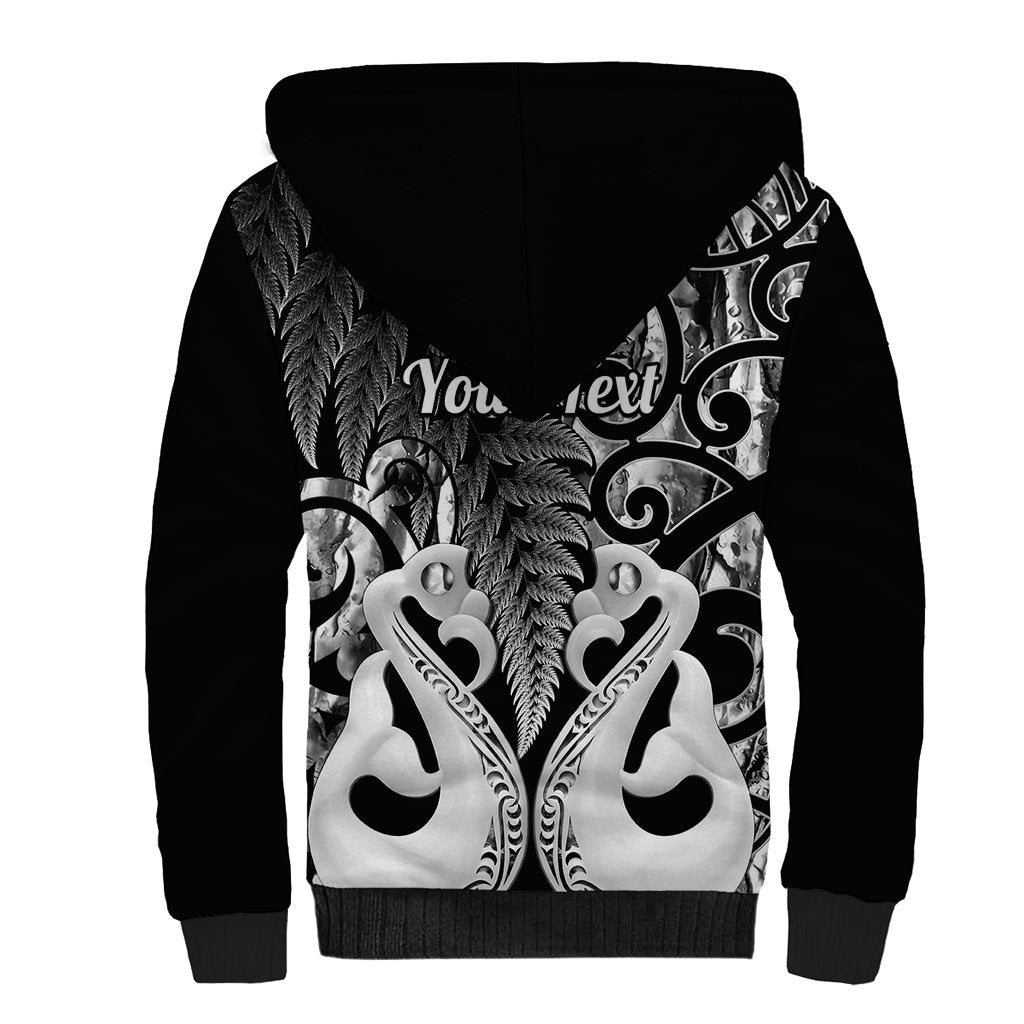 Personalised New Zealand Sherpa Hoodie Te Manaia Mangopare Maori And Fern Black Style