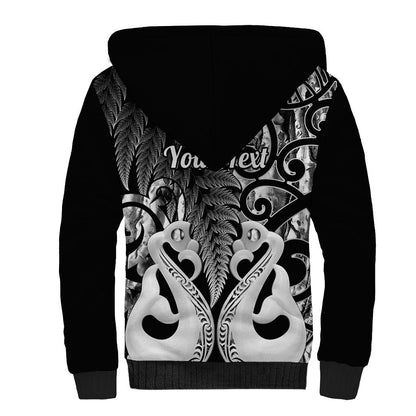 Personalised New Zealand Sherpa Hoodie Te Manaia Mangopare Maori And Fern Black Style