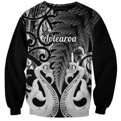 Personalised New Zealand Sweatshirt Te Manaia Mangopare Maori And Fern Black Style