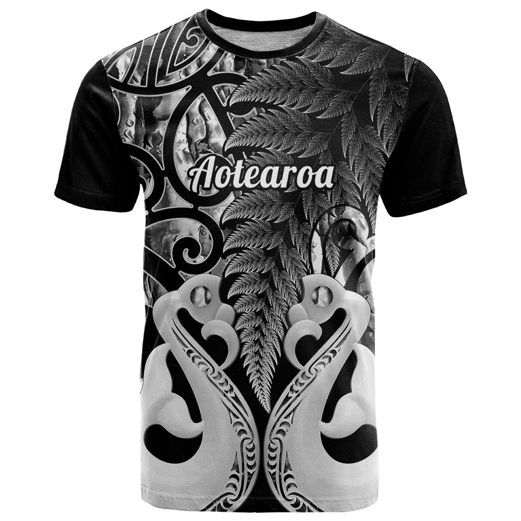 Personalised New Zealand T Shirt Te Manaia Mangopare Maori And Fern Black Style