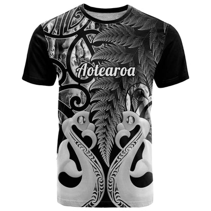 Personalised New Zealand T Shirt Te Manaia Mangopare Maori And Fern Black Style