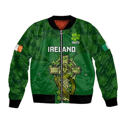 Ireland Rugby Bomber Jacket 2023 Word Cup Celtic Cross Go Champions Irish