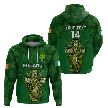 Custom Ireland Rugby Hoodie 2023 Word Cup Celtic Cross Go Champions Irish