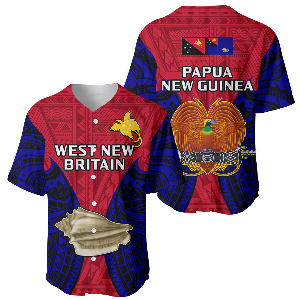 Papua New Guinea Baseball Jersey West New Britain Province Mix Coat Of Arms Polynesian Art