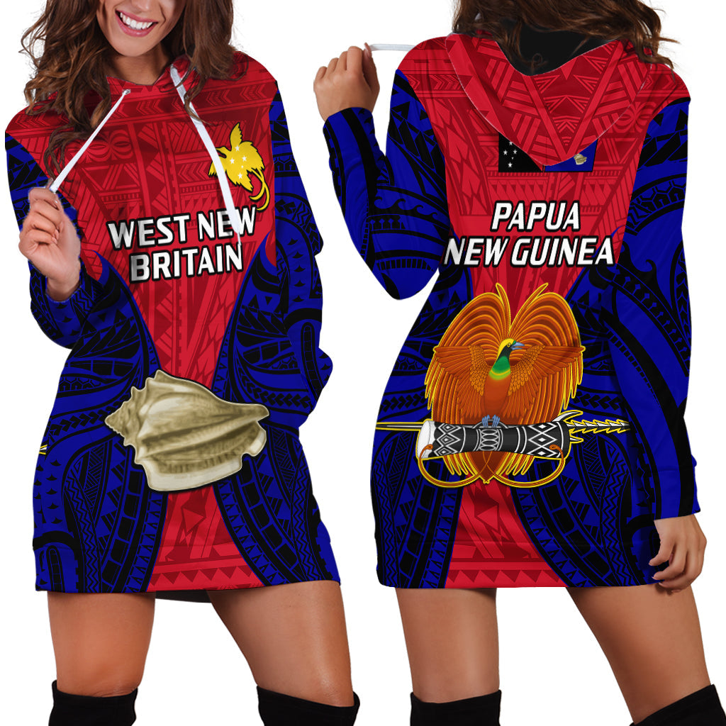 Papua New Guinea Hoodie Dress West New Britain Province Mix Coat Of Arms Polynesian Art
