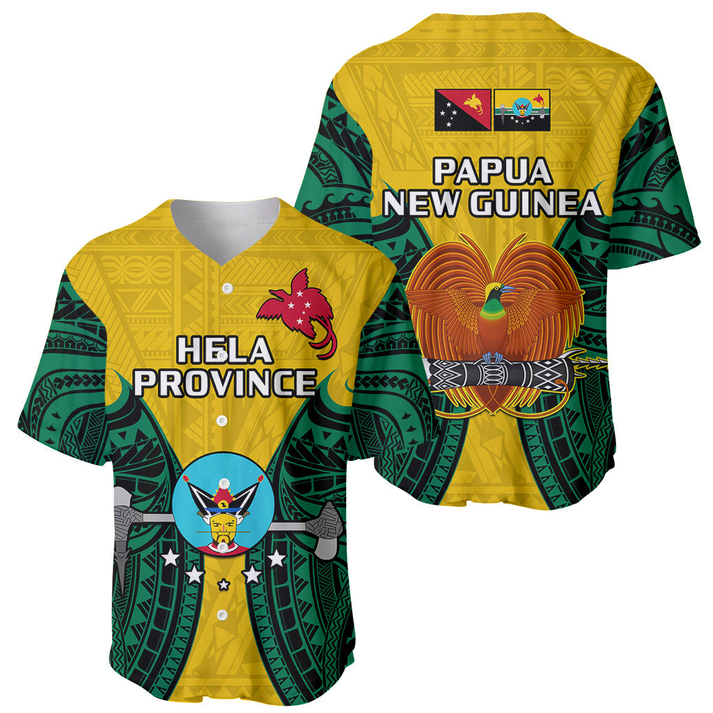 Papua New Guinea Baseball Jersey Hela Province Mix Coat Of Arms Polynesian Art