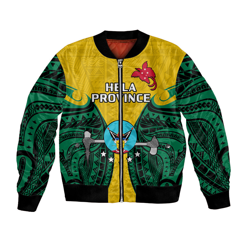 Papua New Guinea Bomber Jacket Hela Province Mix Coat Of Arms Polynesian Art