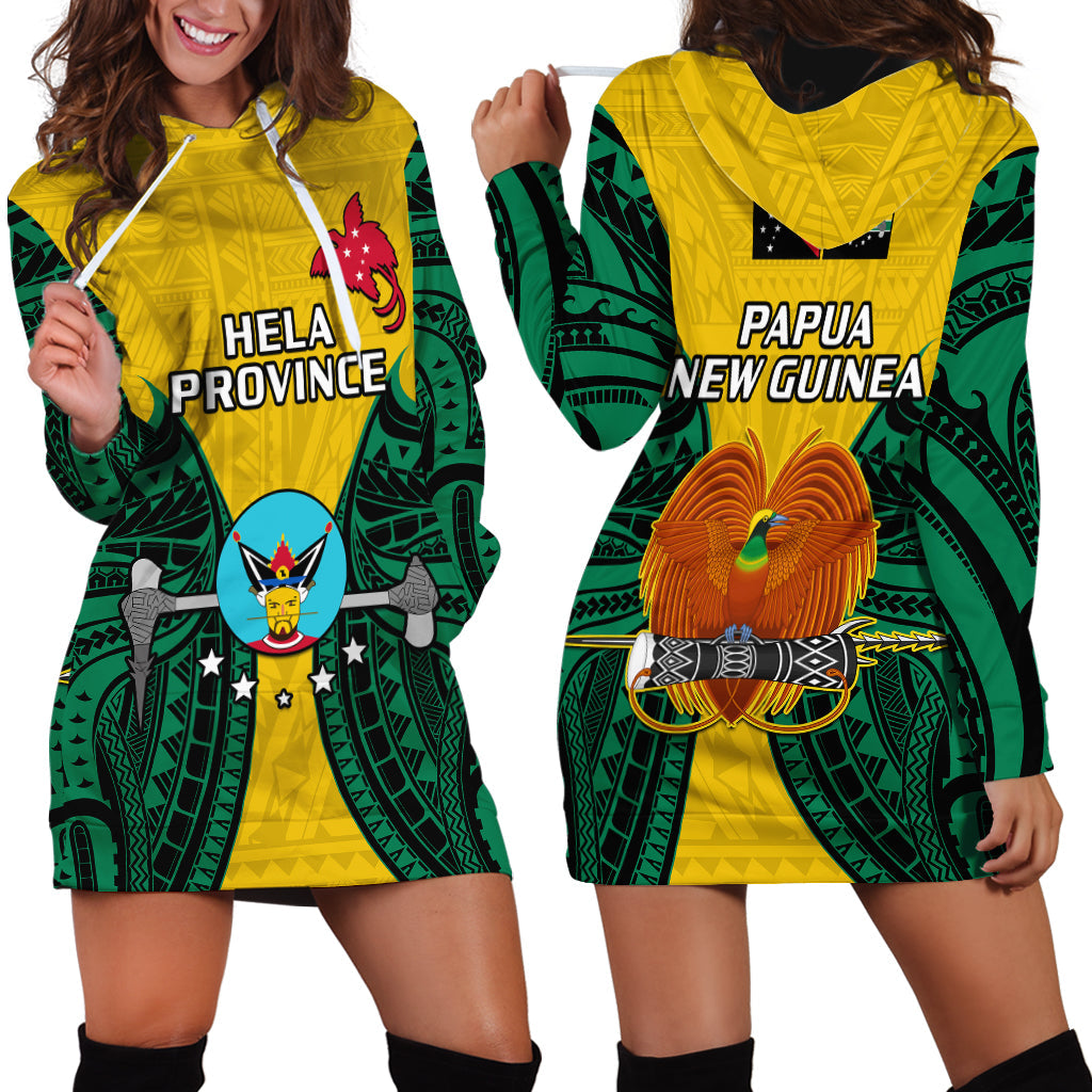 Papua New Guinea Hoodie Dress Hela Province Mix Coat Of Arms Polynesian Art