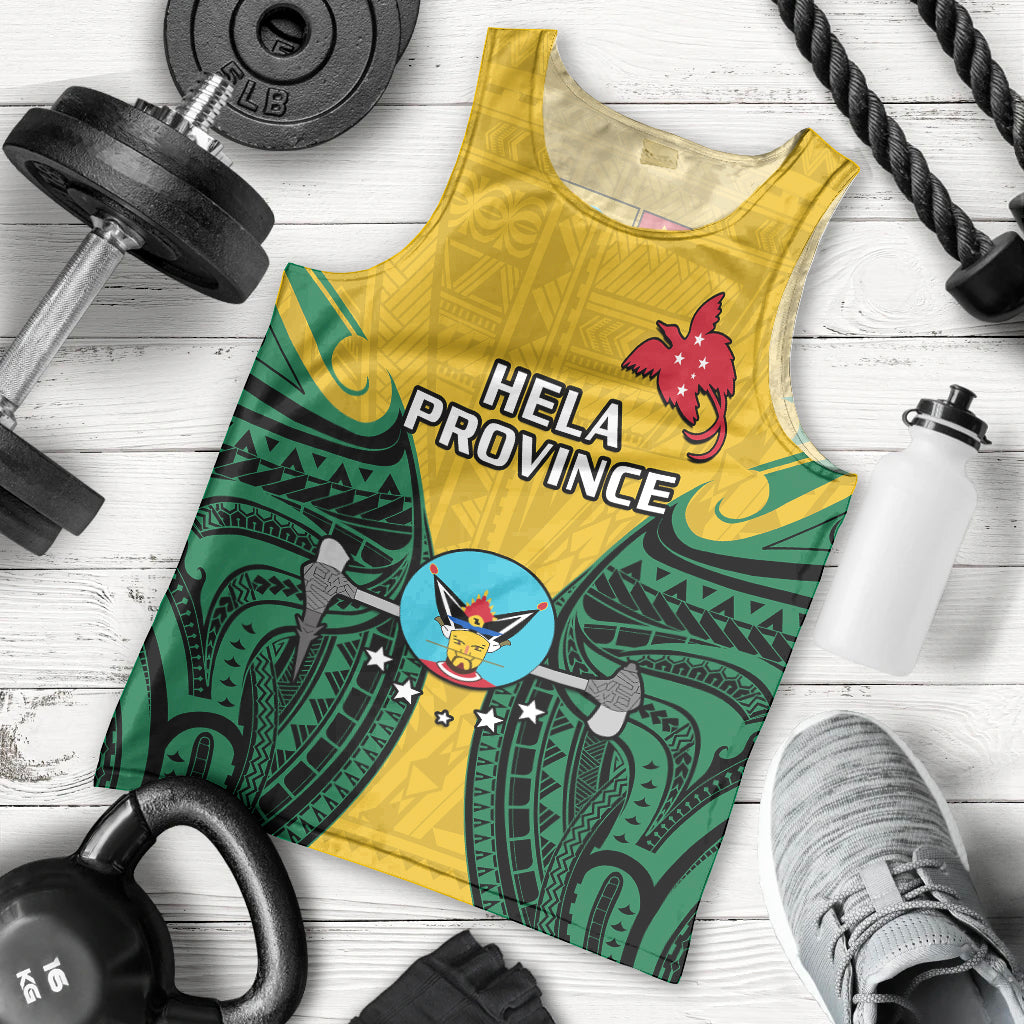 Papua New Guinea Men Tank Top Hela Province Mix Coat Of Arms Polynesian Art