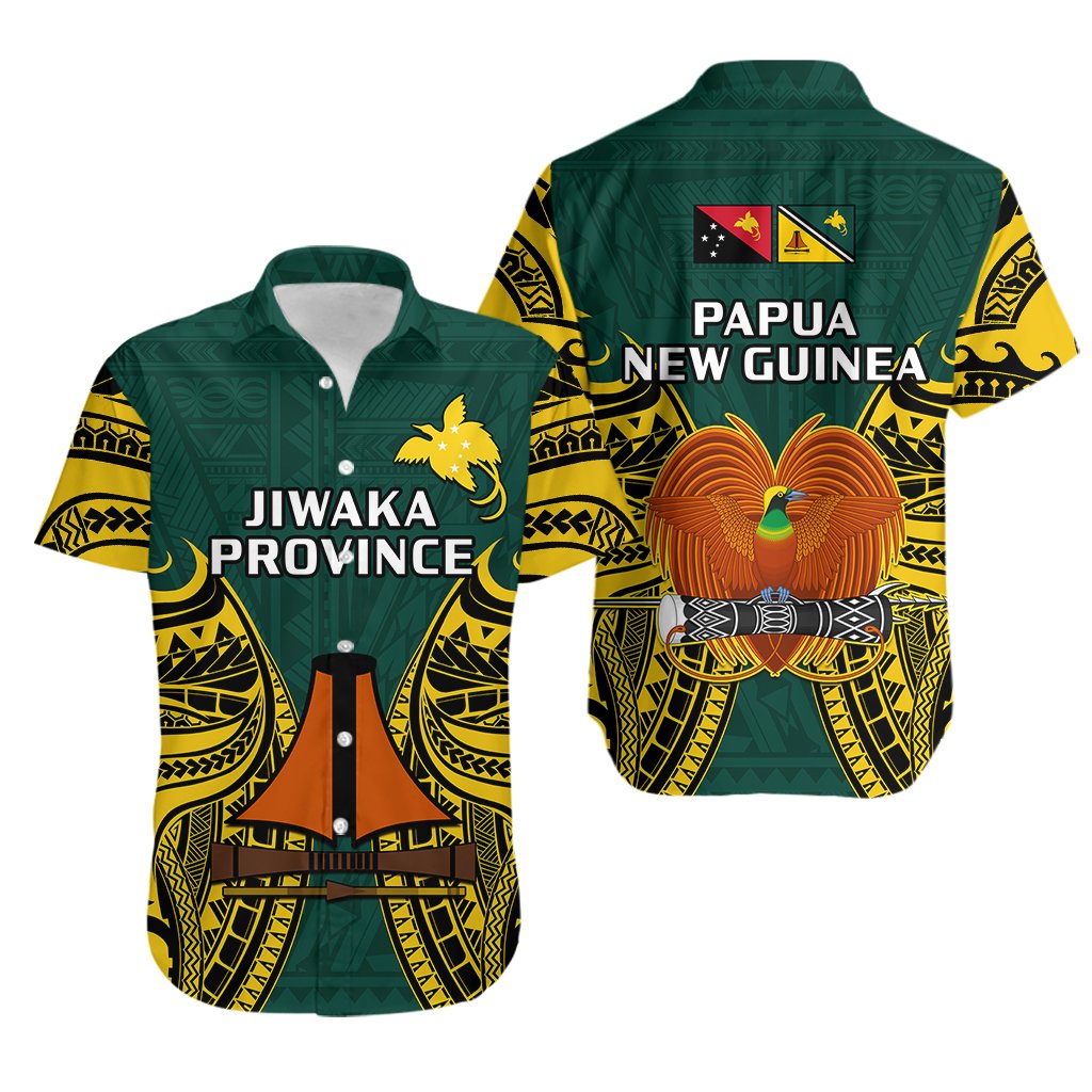 Papua New Guinea Hawaiian Shirt Jiwaka Province Mix Coat Of Arms Polynesian Art