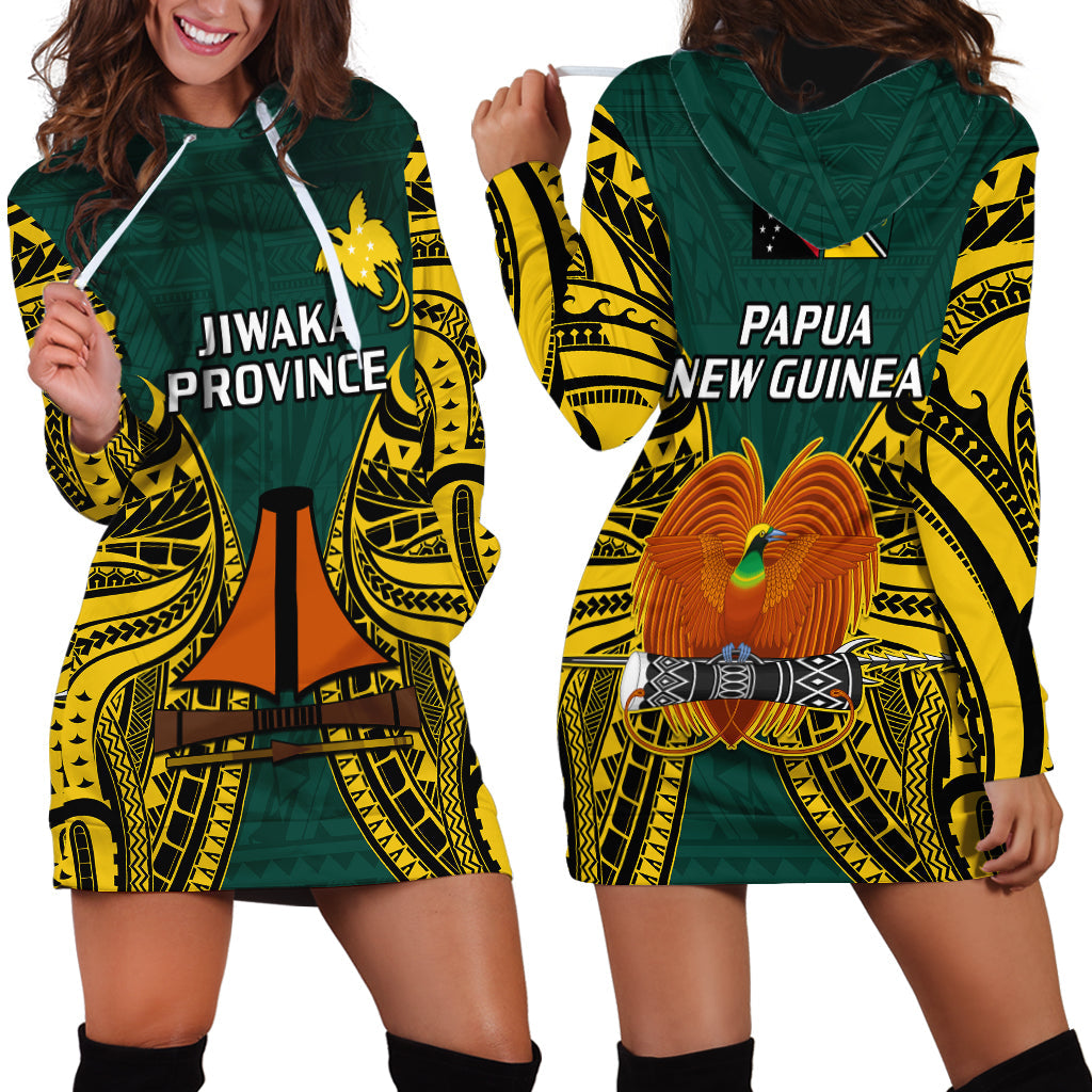 Papua New Guinea Hoodie Dress Jiwaka Province Mix Coat Of Arms Polynesian Art