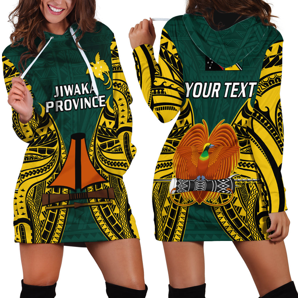 Custom Personalised Papua New Guinea Hoodie Dress Jiwaka Province Mix Coat Of Arms Polynesian Art