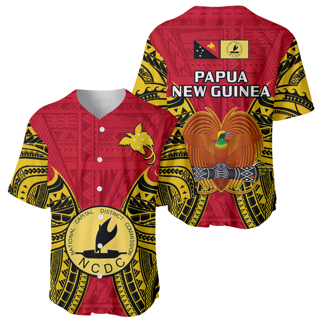 Papua New Guinea Baseball Jersey National Capital District Mix Coat Of Arms Polynesian Art