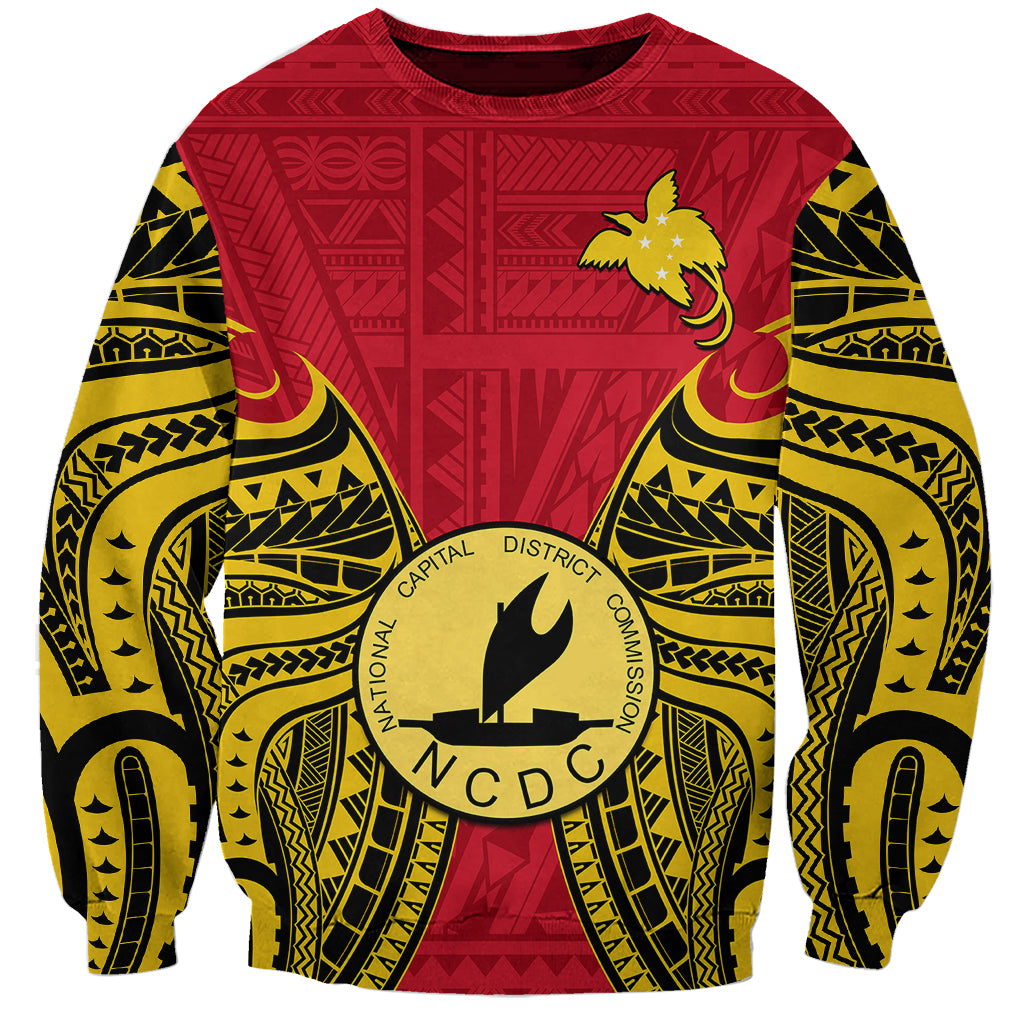 Papua New Guinea Sweatshirt National Capital District Mix Coat Of Arms Polynesian Art