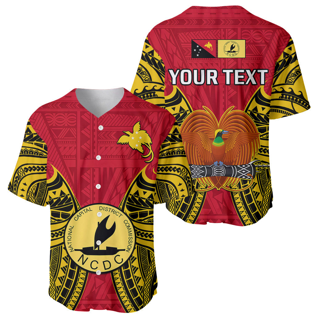 (Custom Personalised) Papua New Guinea Baseball Jersey National Capital District Mix Coat Of Arms Polynesian Art