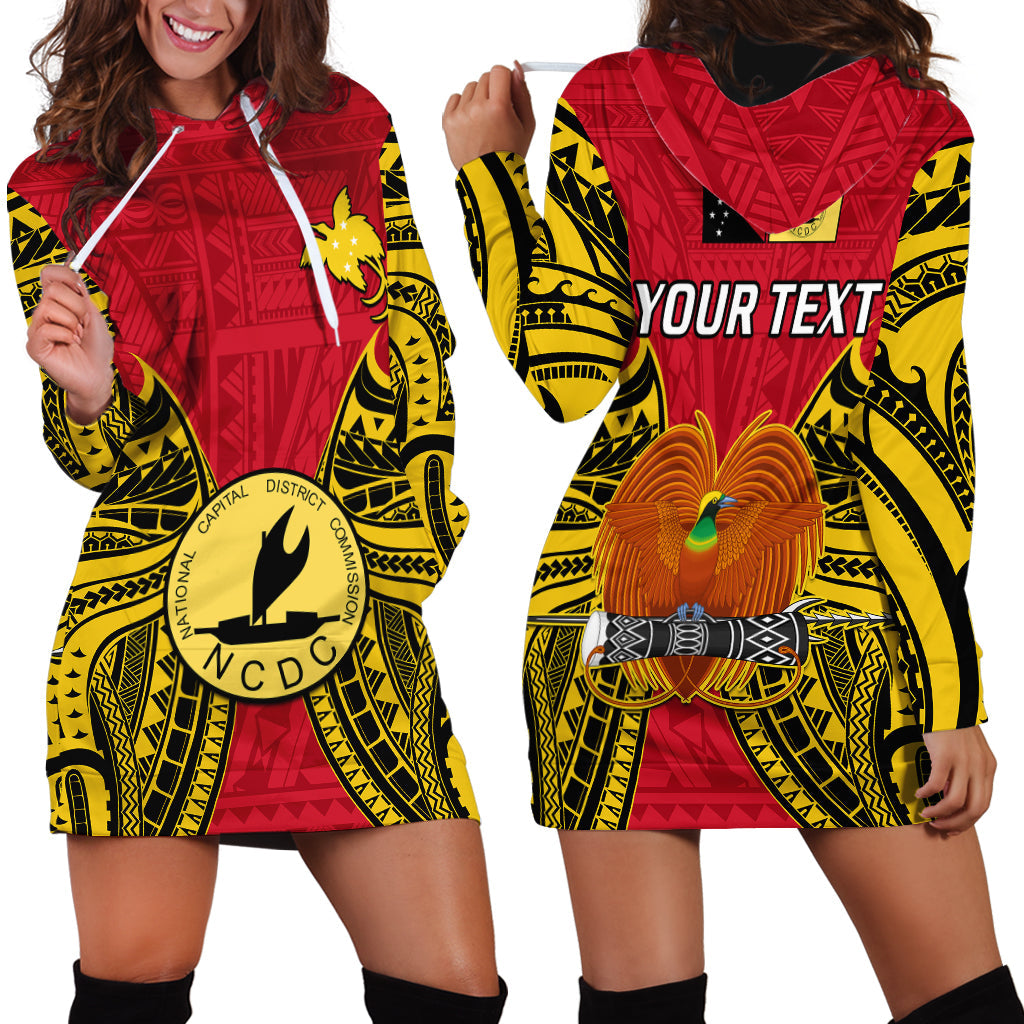 Custom Personalised Papua New Guinea Hoodie Dress National Capital District Mix Coat Of Arms Polynesian Art