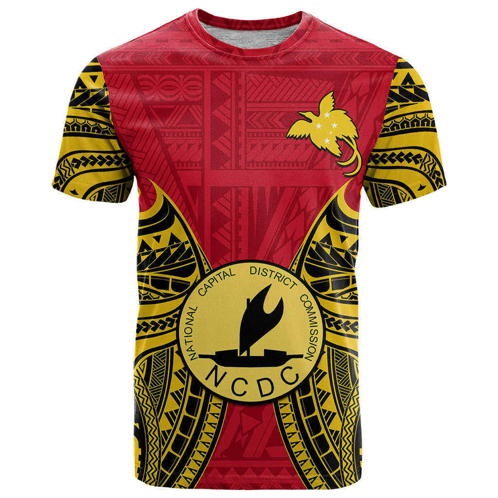 Papua New Guinea T Shirt National Capital District Mix Coat Of Arms Polynesian Art