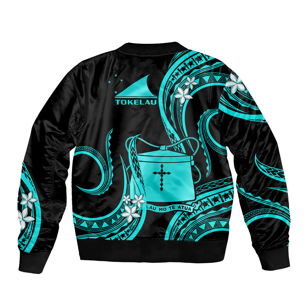 Tokelau Bomber Jacket Tokelauan Tatau With Badge Light Turquoise