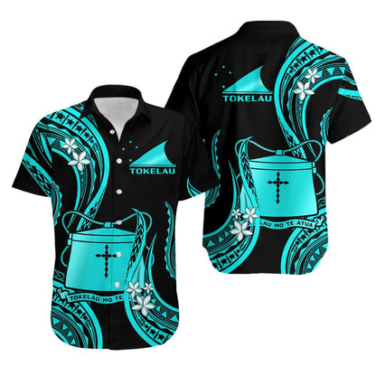 Tokelau Hawaiian Shirt Tokelauan Tatau With Badge Light Turquoise