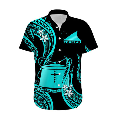 Tokelau Hawaiian Shirt Tokelauan Tatau With Badge Light Turquoise