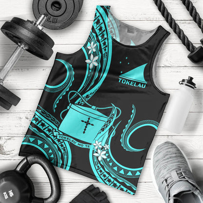 Tokelau Men Tank Top Tokelauan Tatau With Badge Light Turquoise