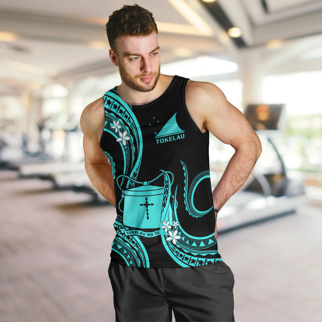 Tokelau Men Tank Top Tokelauan Tatau With Badge Light Turquoise