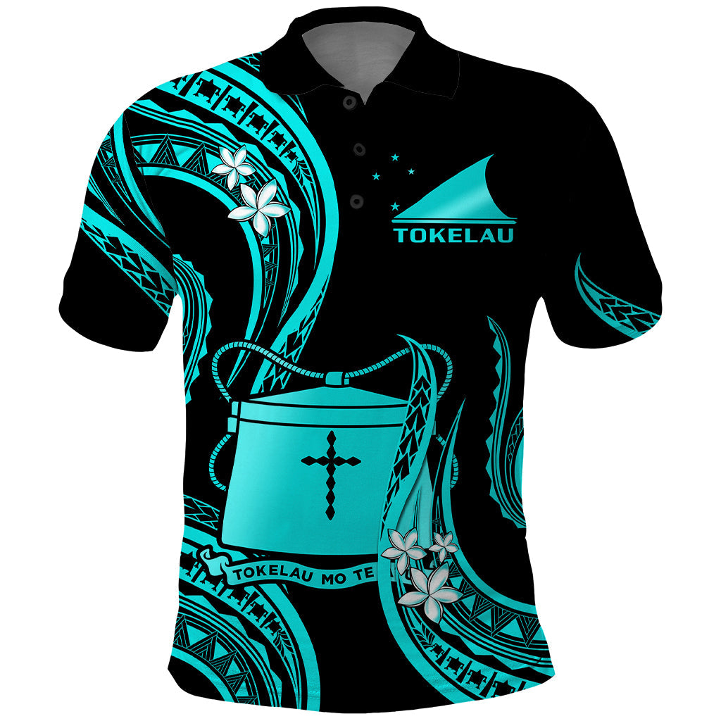 Tokelau Polo Shirt Tokelauan Tatau With Badge Light Turquoise