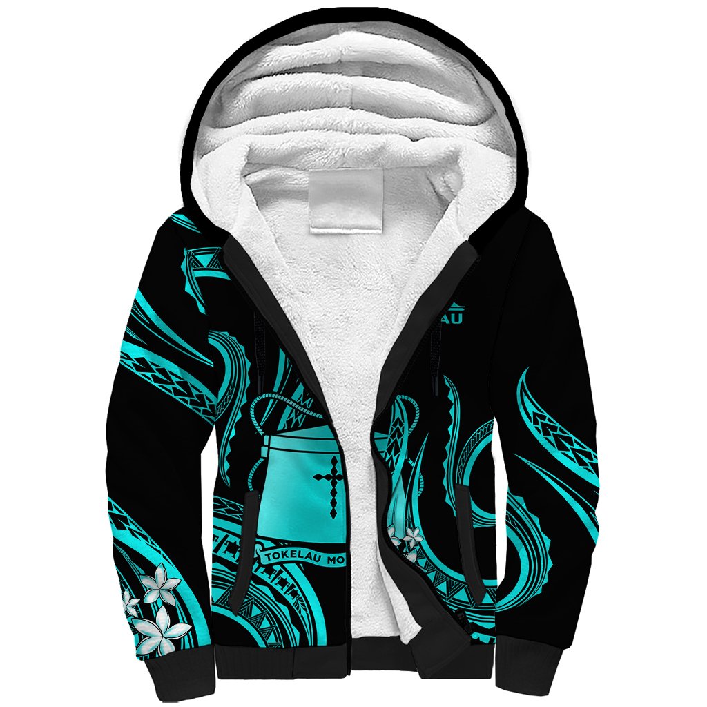 Tokelau Sherpa Hoodie Tokelauan Tatau With Badge Light Turquoise