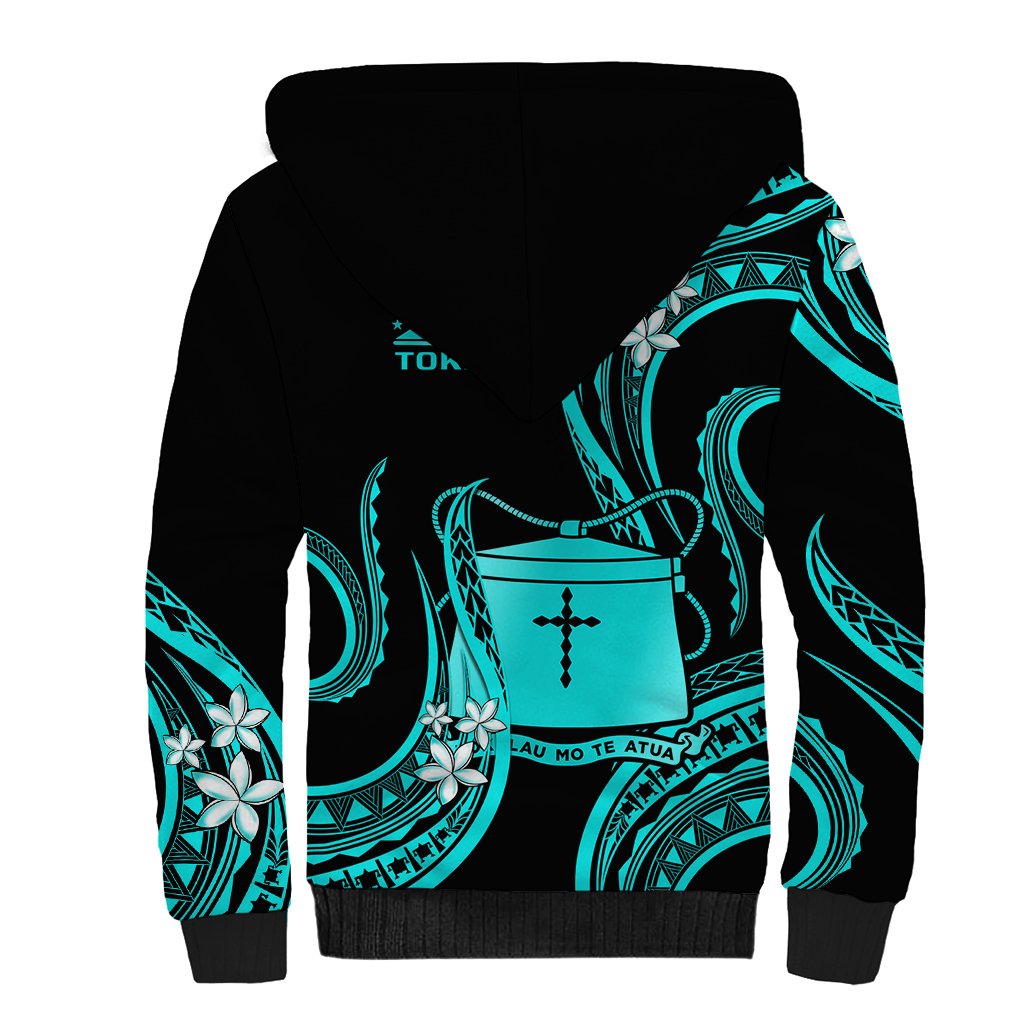 Tokelau Sherpa Hoodie Tokelauan Tatau With Badge Light Turquoise