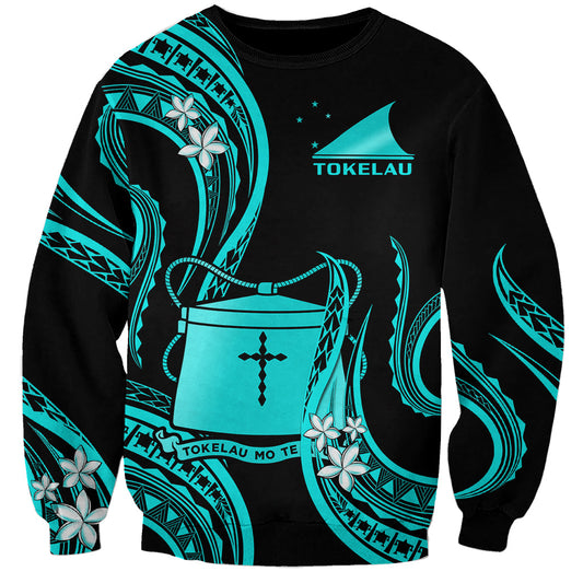 Tokelau Sweatshirt Tokelauan Tatau With Badge Light Turquoise