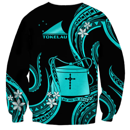 Tokelau Sweatshirt Tokelauan Tatau With Badge Light Turquoise