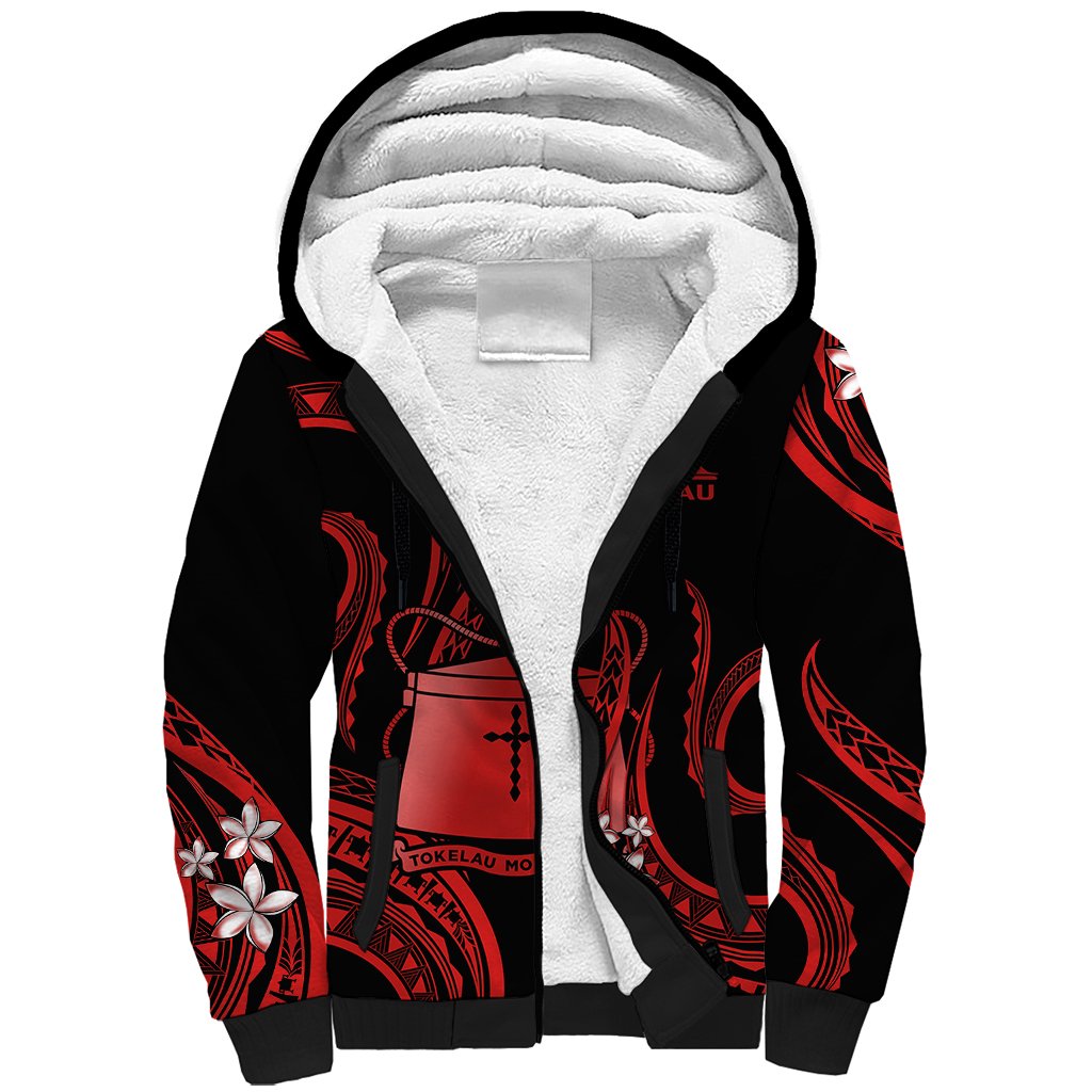 Tokelau Sherpa Hoodie Tokelauan Tatau With Badge Red