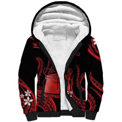 Tokelau Sherpa Hoodie Tokelauan Tatau With Badge Red