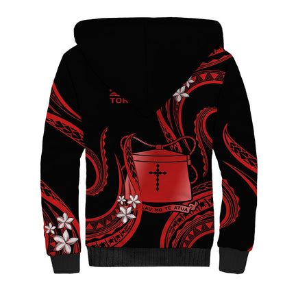Tokelau Sherpa Hoodie Tokelauan Tatau With Badge Red