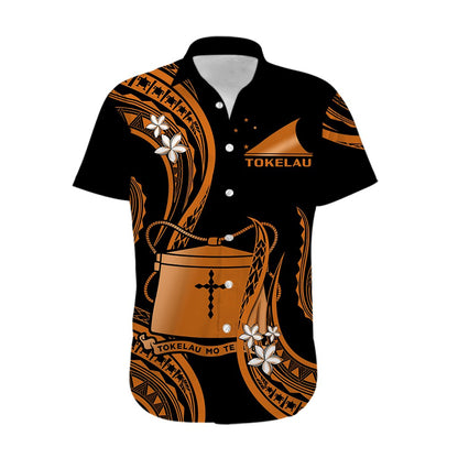 Tokelau Hawaiian Shirt Tokelauan Tatau With Badge Gold