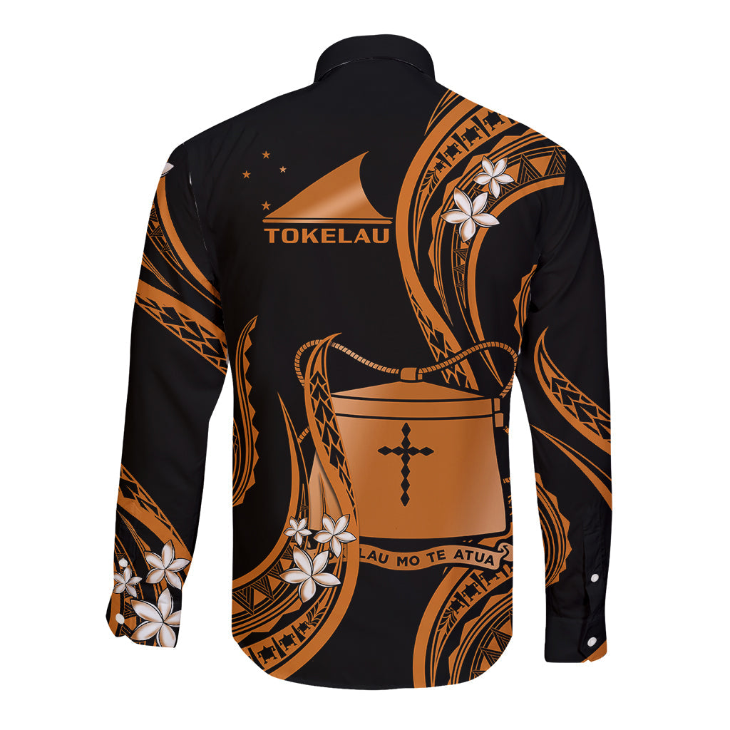 Tokelau Long Sleeve Button Shirt Tokelauan Tatau With Badge Gold