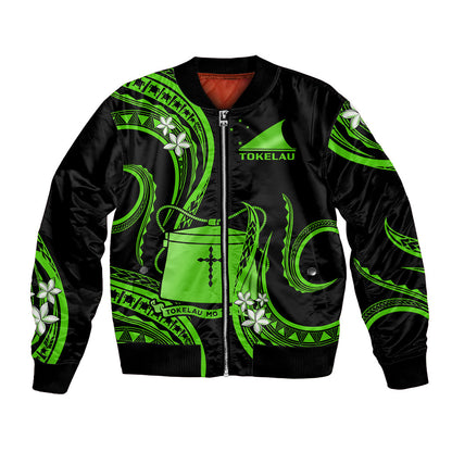 Tokelau Bomber Jacket Tokelauan Tatau With Badge Green