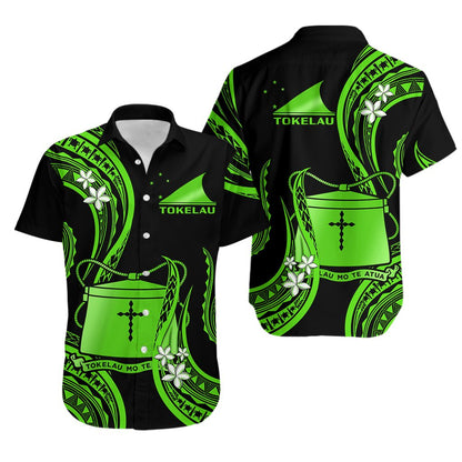 Tokelau Hawaiian Shirt Tokelauan Tatau With Badge Green