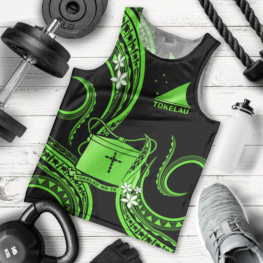Tokelau Men Tank Top Tokelauan Tatau With Badge Green
