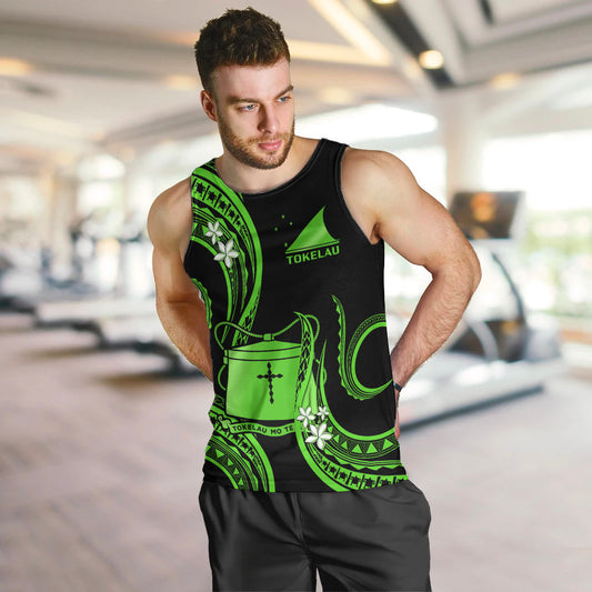 Tokelau Men Tank Top Tokelauan Tatau With Badge Green