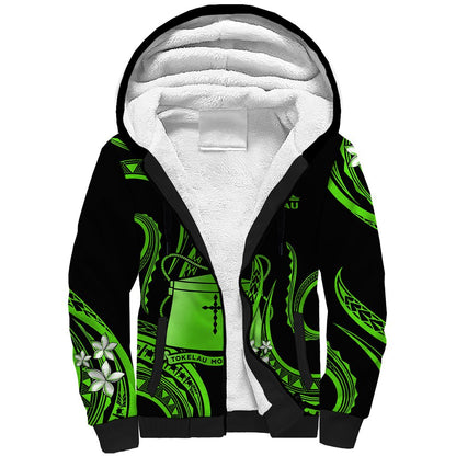 Tokelau Sherpa Hoodie Tokelauan Tatau With Badge Green