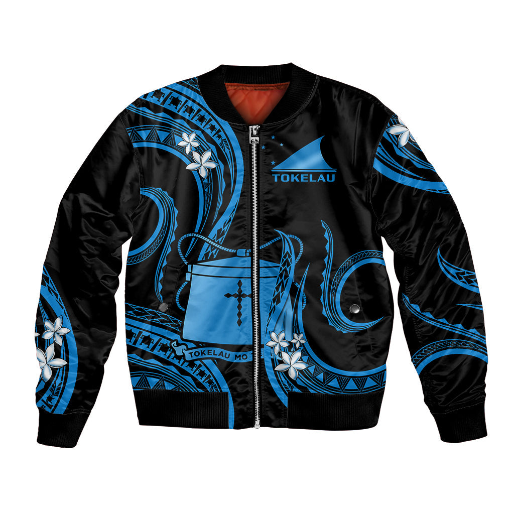 Tokelau Bomber Jacket Tokelauan Tatau With Badge Blue