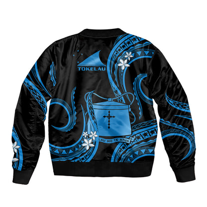 Tokelau Bomber Jacket Tokelauan Tatau With Badge Blue