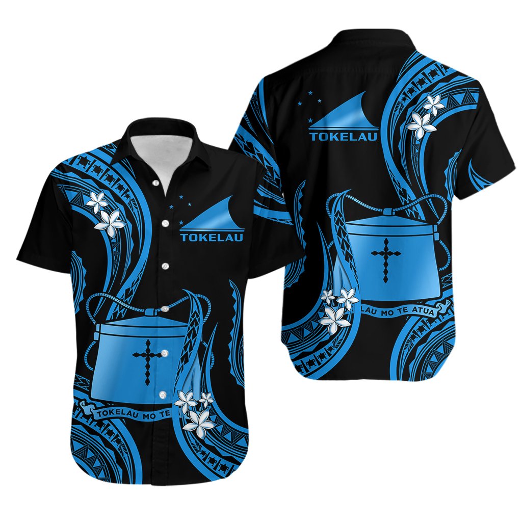 Tokelau Hawaiian Shirt Tokelauan Tatau With Badge Blue