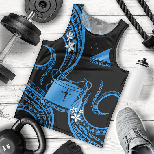 Tokelau Men Tank Top Tokelauan Tatau With Badge Blue